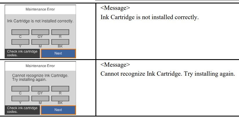 Inksystem recognize error Epson XP15000 | XP15010 | XP15080